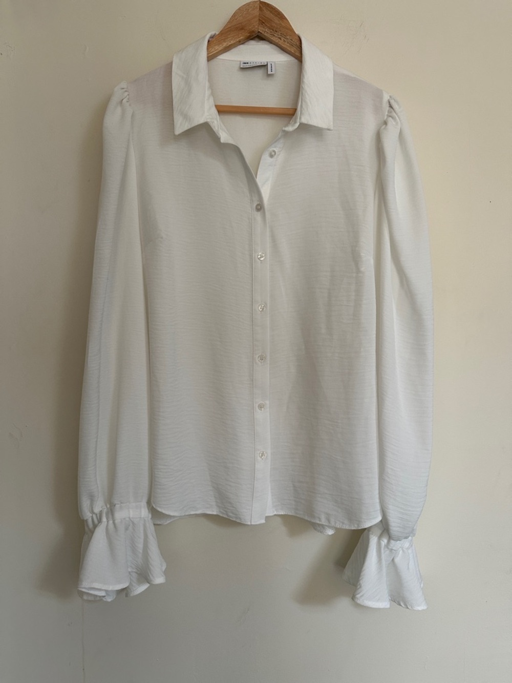 ASOS White Ruffle Sleeve Button Down - Picture 3 of 9